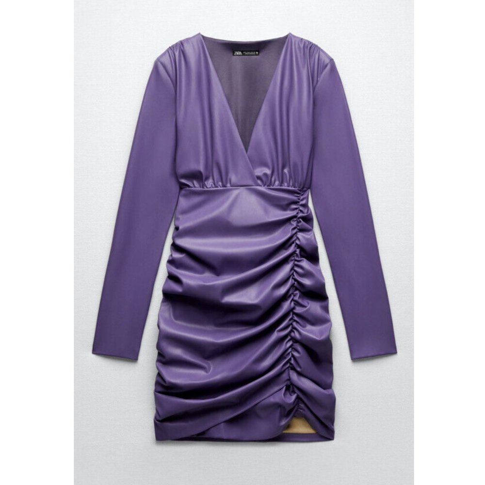 Zara Faux Leather Dress Long Sleeves in Purple - Picture 4 of 16
